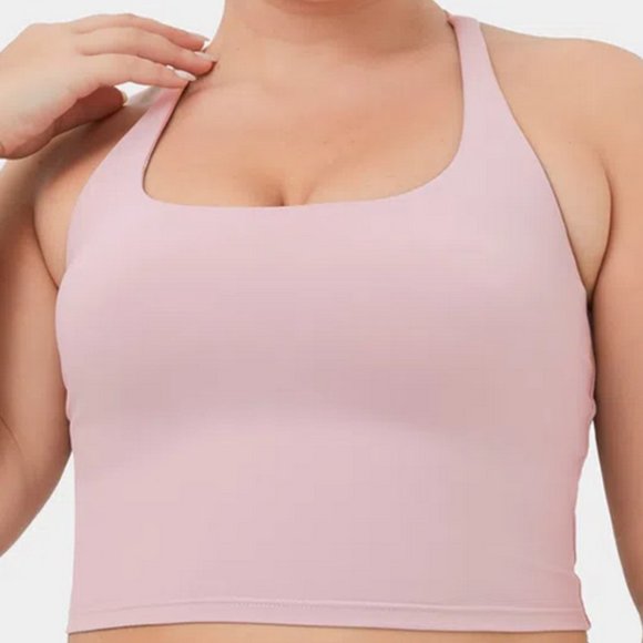 Halara In My Feels Pale Mauve Backless Crisscross Padded Crop Tank Plus Size 1X - Picture 2 of 6